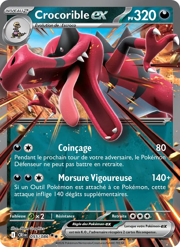 Carte Pokémon Crocorible-ex de l'extension Chaos Ascendant