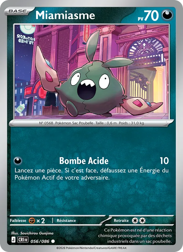 Carte Pokémon Miamiasme de l'extension Chaos Ascendant
