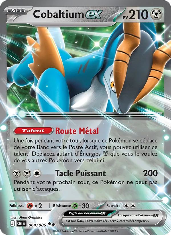 Carte Pokémon Cobaltium-ex de l'extension Chaos Ascendant