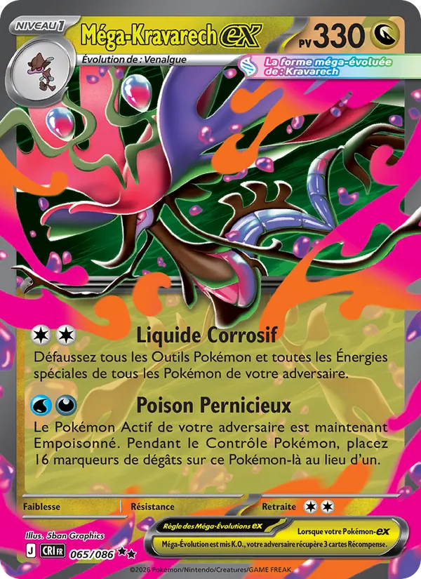 Carte Pokémon Méga-Kravarech-ex de l'extension Chaos Ascendant
