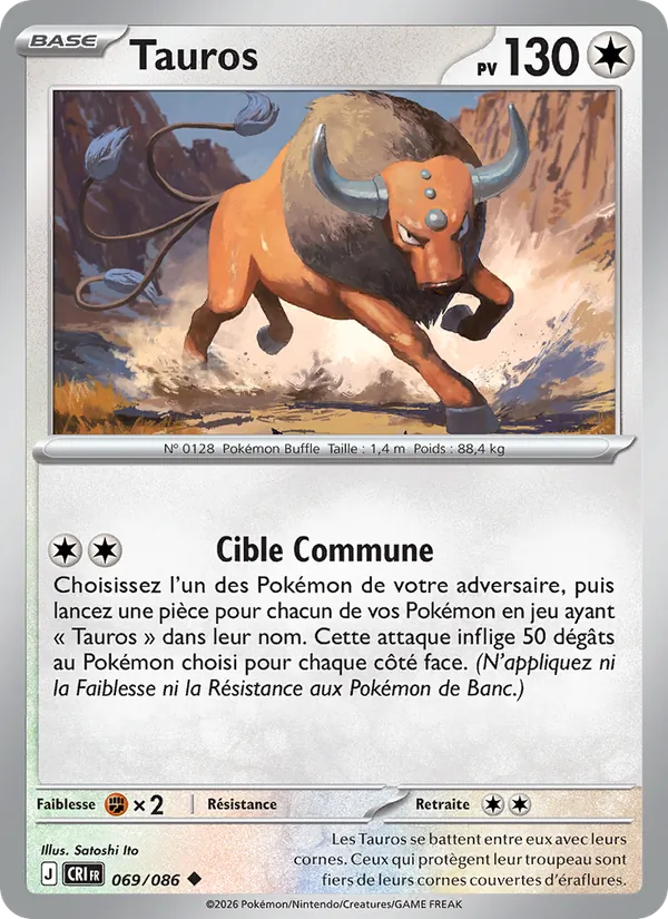 Carte Pokémon Tauros de l'extension Chaos Ascendant