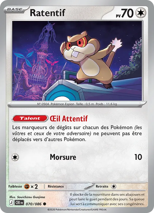 Carte Pokémon Ratentif de l'extension Chaos Ascendant