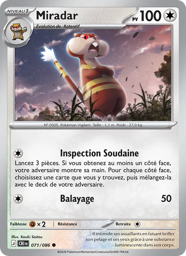 Carte Pokémon Miradar de l'extension Chaos Ascendant