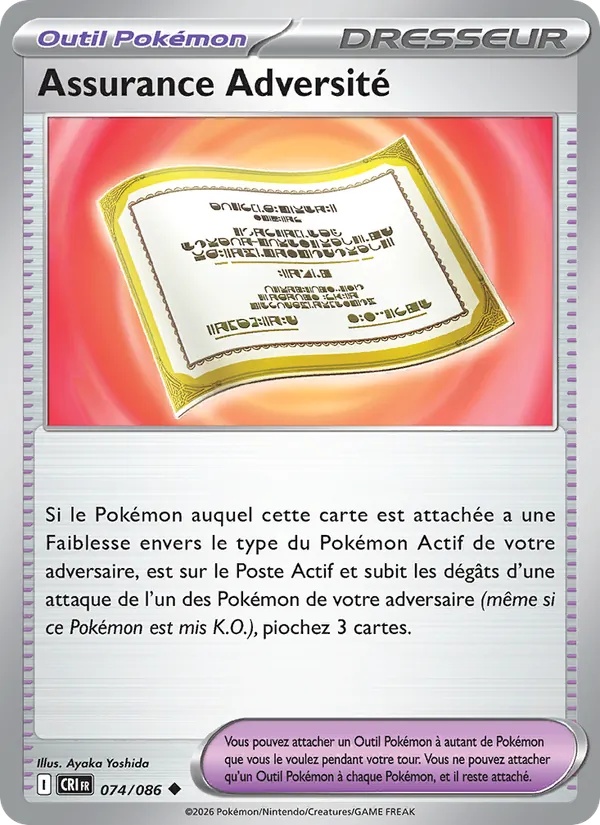 Carte Pokémon Assurance Adversité de l'extension Chaos Ascendant