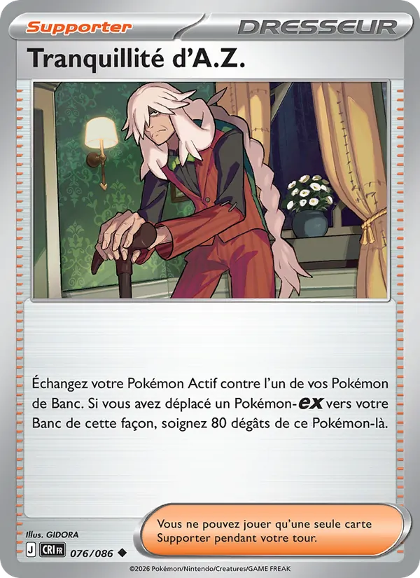 Carte Pokémon Tranquillité d'A.Z. de l'extension Chaos Ascendant
