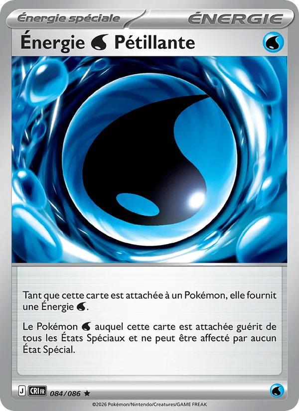 Carte Pokémon Énergie Water Pétillante de l'extension Chaos Ascendant