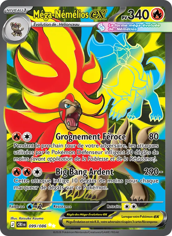 Carte Pokémon Méga-Némélios-ex de l'extension Chaos Ascendant