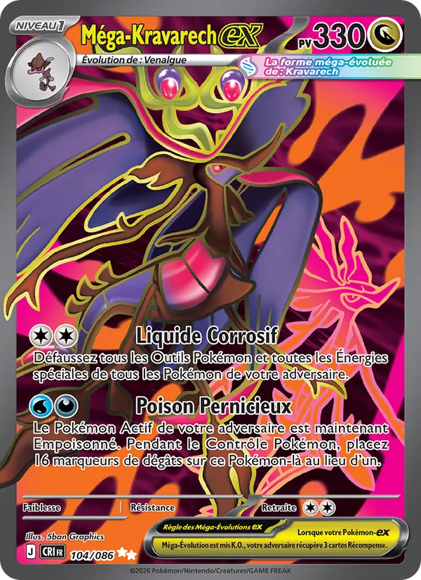 Carte Pokémon Méga-Kravarech-ex de l'extension Chaos Ascendant