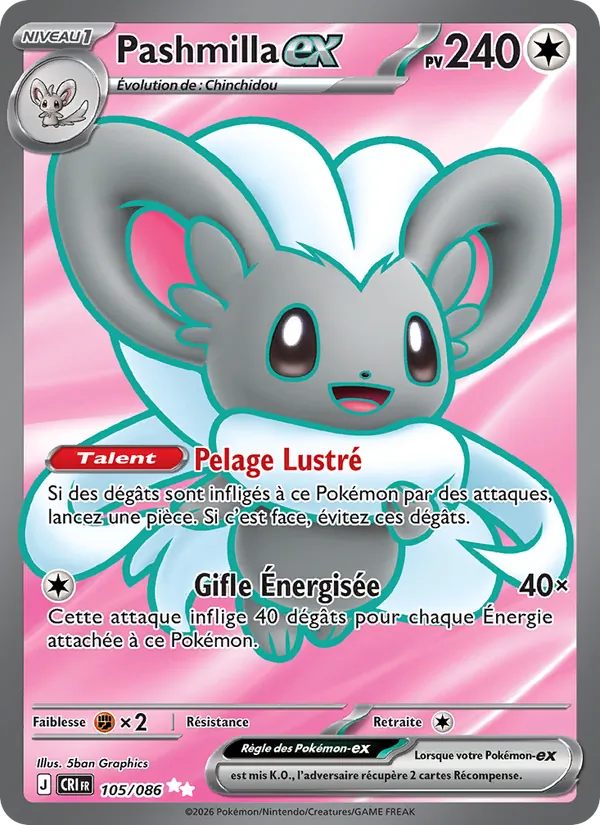 Carte Pokémon Pashmilla-ex de l'extension Chaos Ascendant