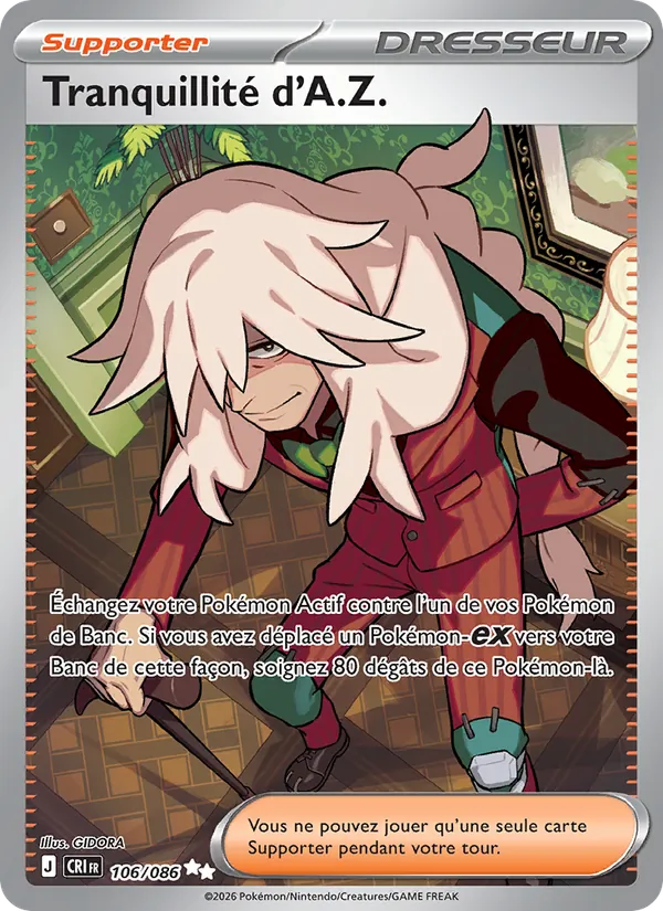 Carte Pokémon Tranquillité d'A.Z. de l'extension Chaos Ascendant
