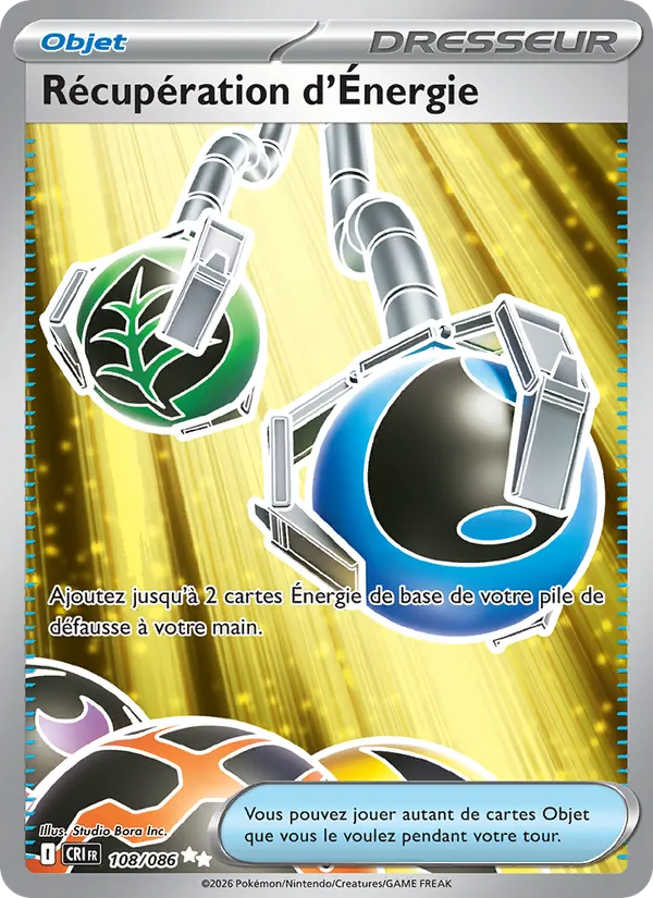 Carte Pokémon Récupération d'Énergie de l'extension Chaos Ascendant