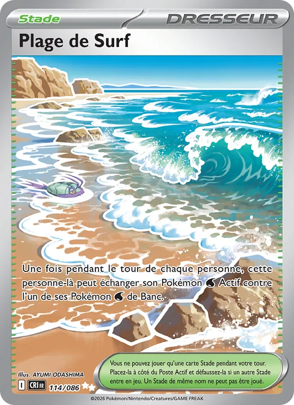 Carte Pokémon Plage de Surf de l'extension Chaos Ascendant