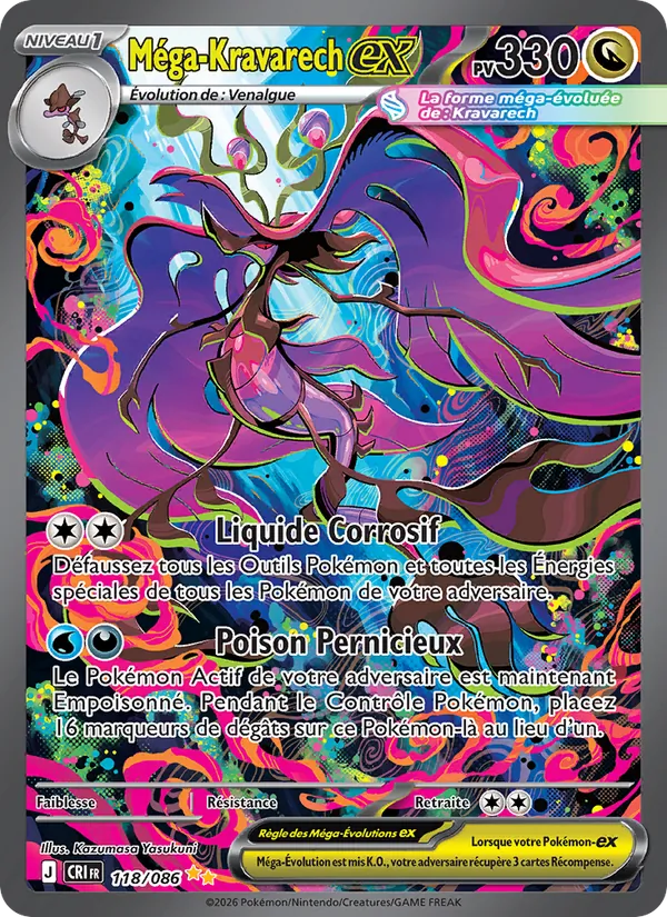 Carte Pokémon Méga-Kravarech-ex de l'extension Chaos Ascendant