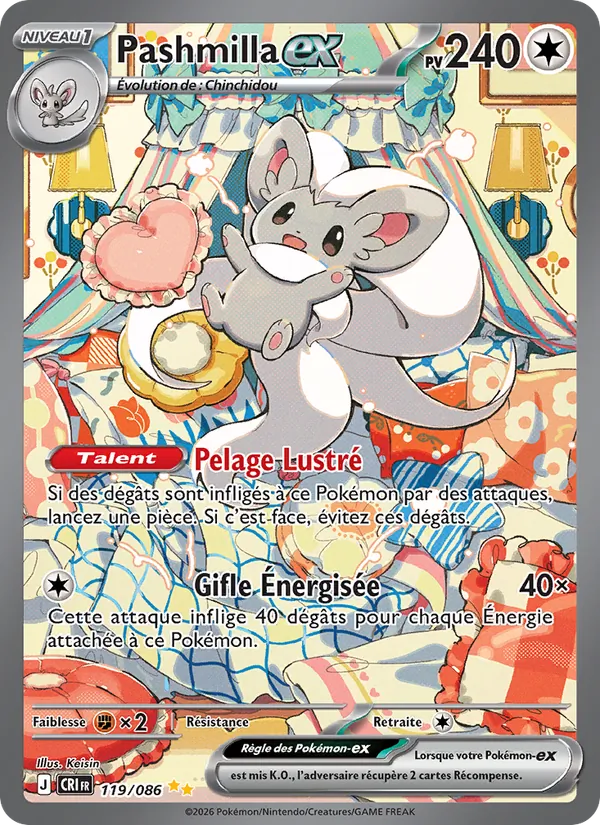 Carte Pokémon Pashmilla-ex de l'extension Chaos Ascendant