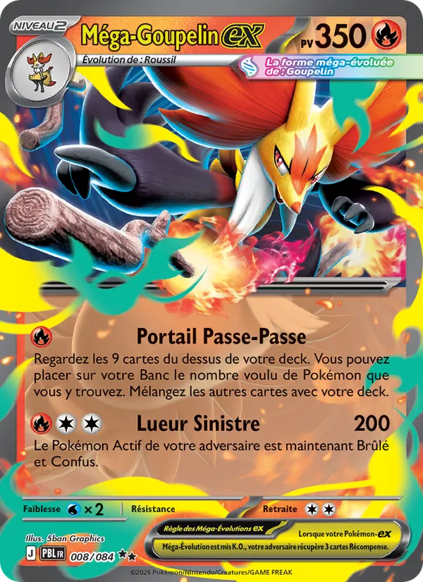 Carte Pokémon Méga-Goupelin-ex de l'extension Nuit Noire