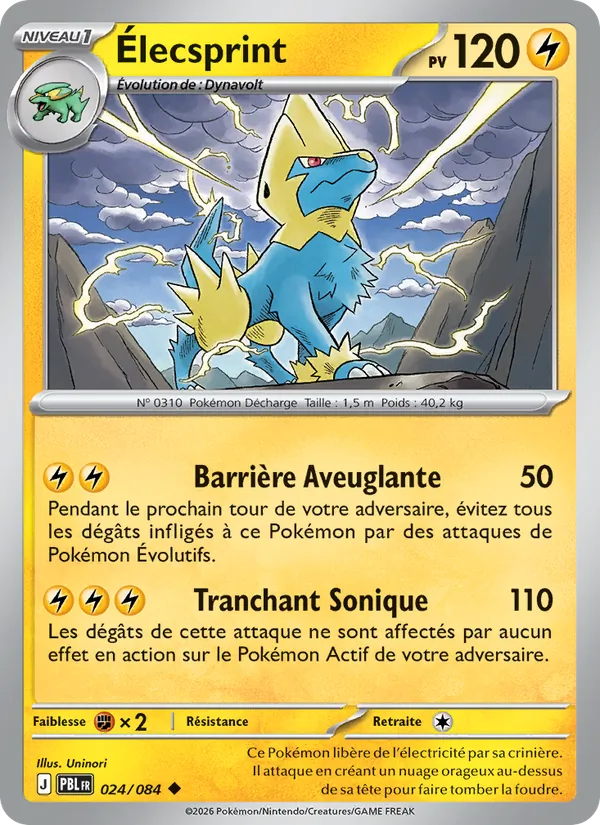Carte Pokémon Élecsprint de l'extension Nuit Noire