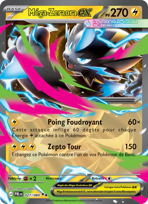 Carte Pokémon Méga-Zeraora-ex de l'extension Nuit Noire