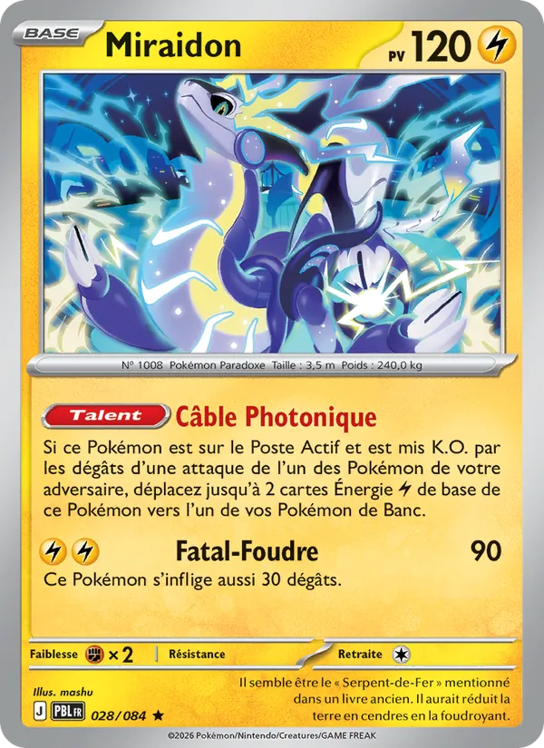 Carte Pokémon Miraidon de l'extension Nuit Noire