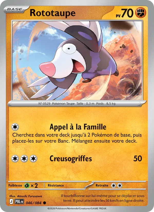 Carte Pokémon Rototaupe de l'extension Nuit Noire