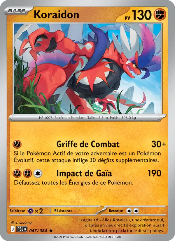 Carte Pokémon Koraidon de l'extension Nuit Noire