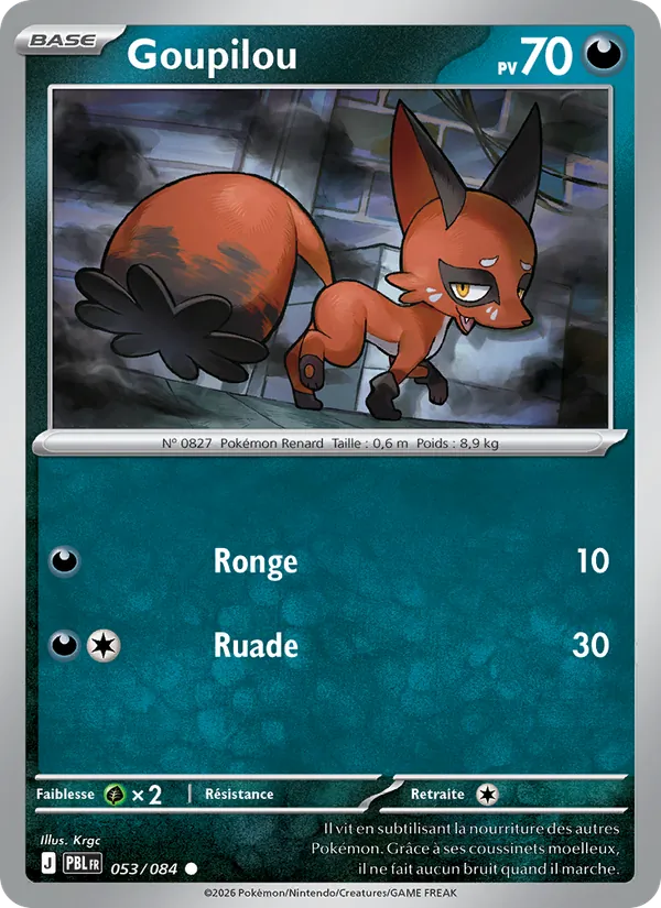 Carte Pokémon Goupilou de l'extension Nuit Noire