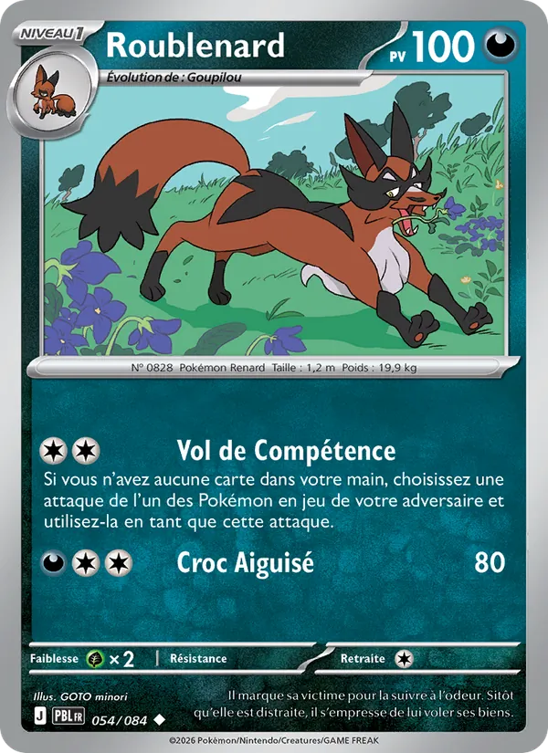 Carte Pokémon Roublenard de l'extension Nuit Noire