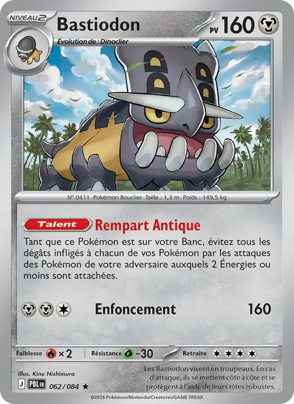 Carte Pokémon Bastiodon de l'extension Nuit Noire