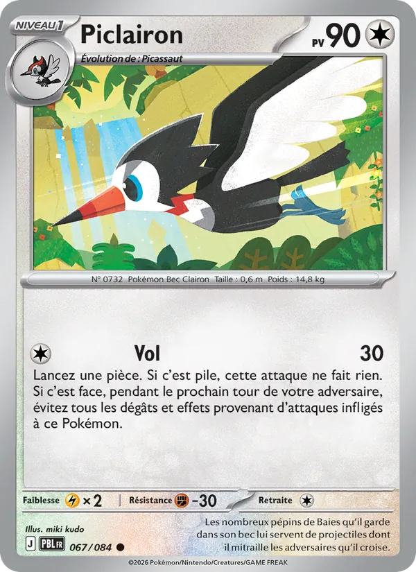 Carte Pokémon Piclairon de l'extension Nuit Noire