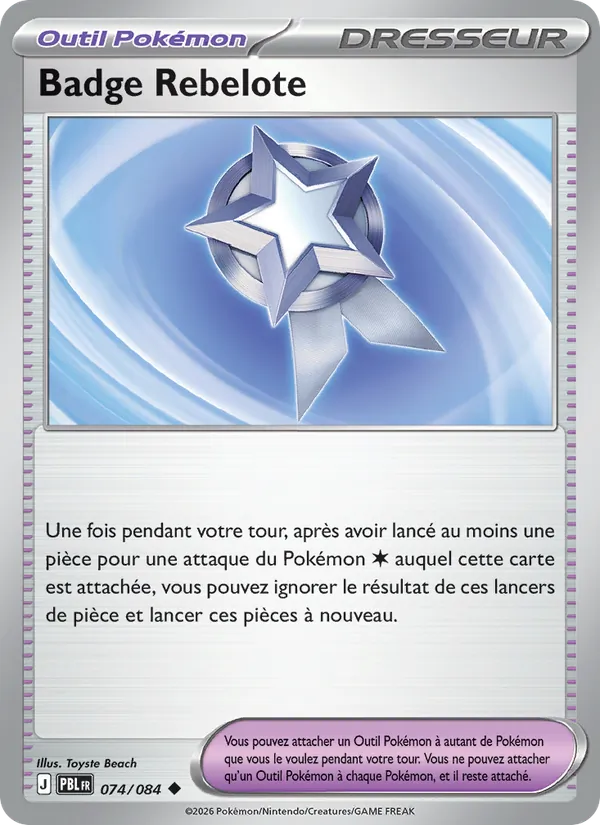 Carte Pokémon Badge Rebelote de l'extension Nuit Noire