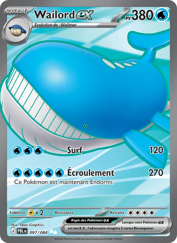 Carte Pokémon Wailord-ex de l'extension Nuit Noire