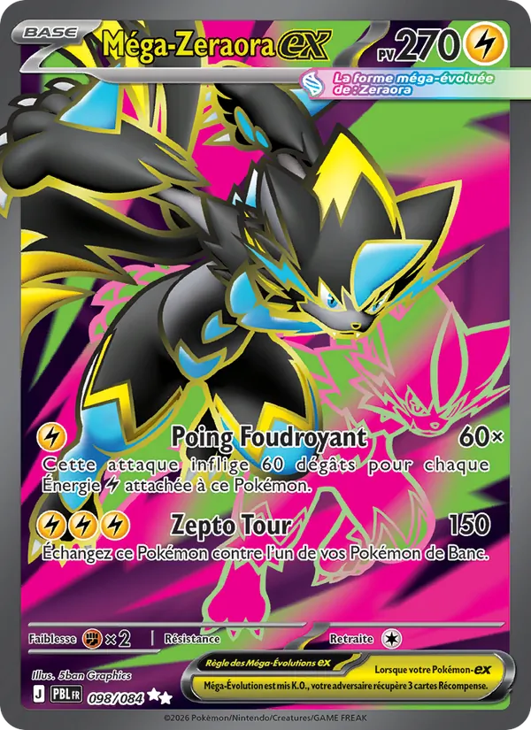 Carte Pokémon Méga-Zeraora-ex de l'extension Nuit Noire
