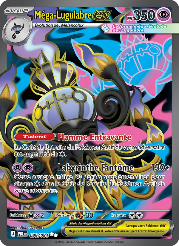 Carte Pokémon Méga-Lugulabre-ex de l'extension Nuit Noire