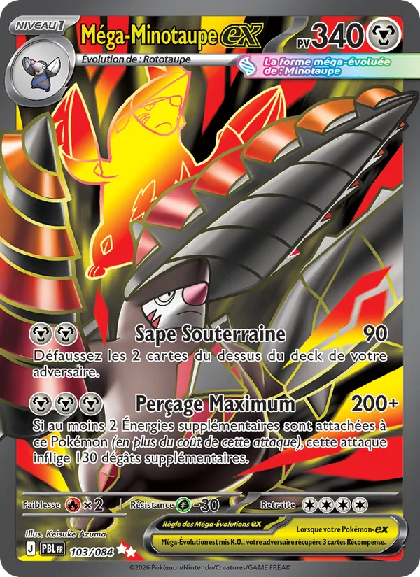 Carte Pokémon Méga-Minotaupe-ex de l'extension Nuit Noire