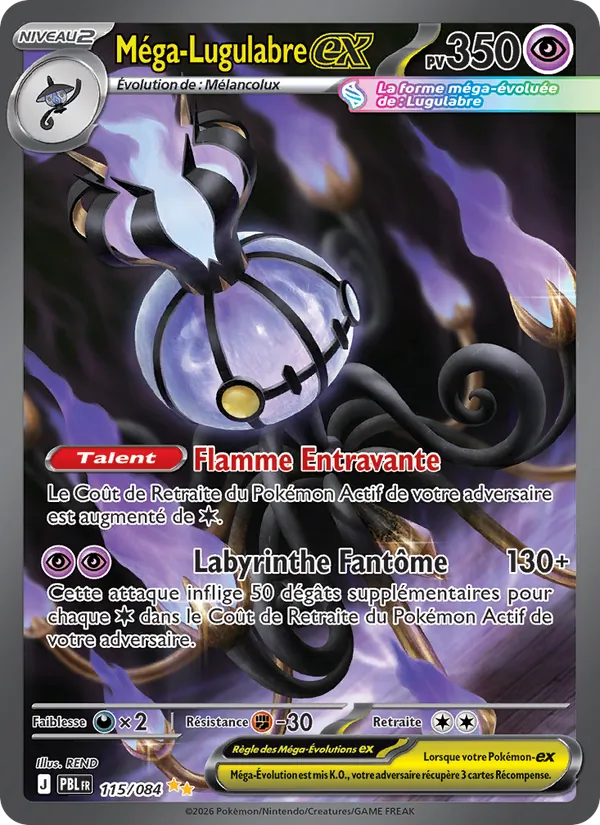 Carte Pokémon Méga-Lugulabre-ex de l'extension Nuit Noire