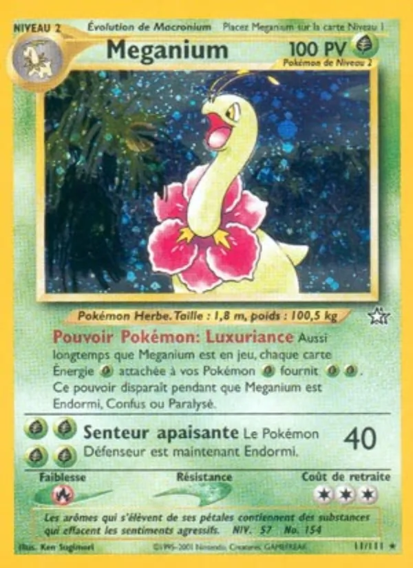 Carte Pokémon Méganium de l'extension Neo Genesis