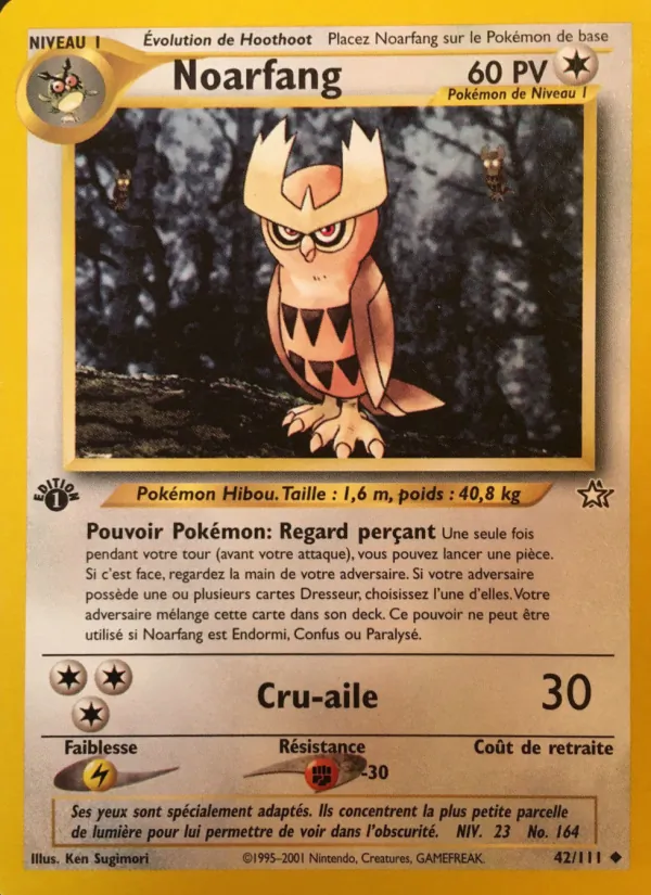 Carte Pokémon Noarfang de l'extension Neo Genesis