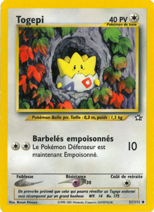Carte Pokémon Togepi de l'extension Neo Genesis
