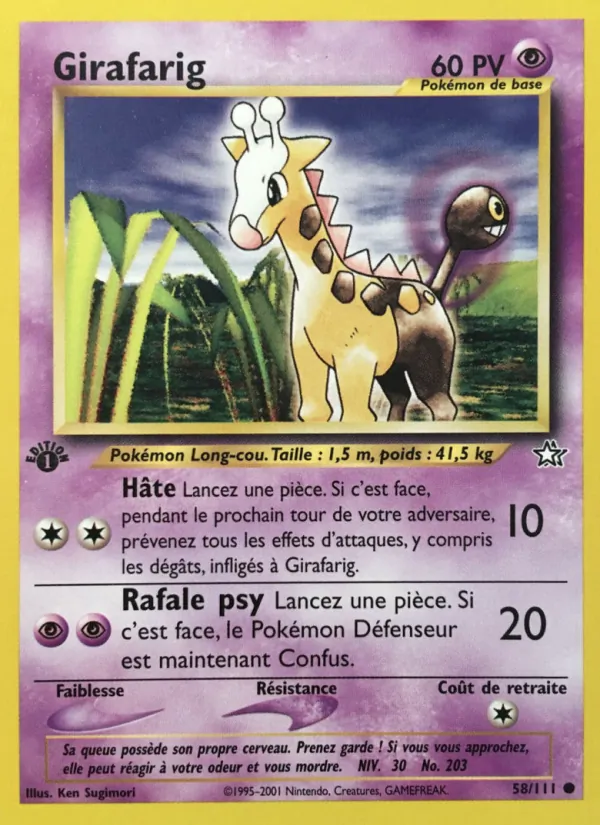 Carte Pokémon Girafarig de l'extension Neo Genesis