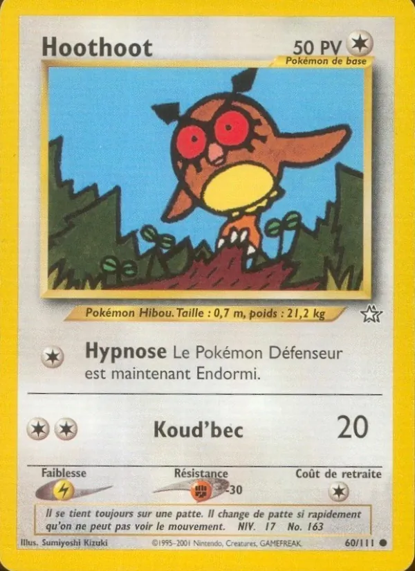 Carte Pokémon Hoothoot de l'extension Neo Genesis