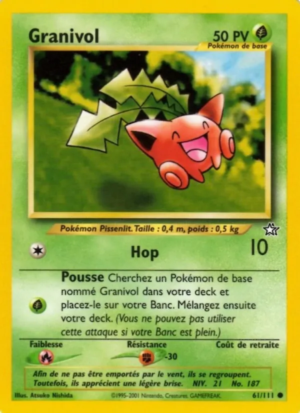 Carte Pokémon Granivol de l'extension Neo Genesis