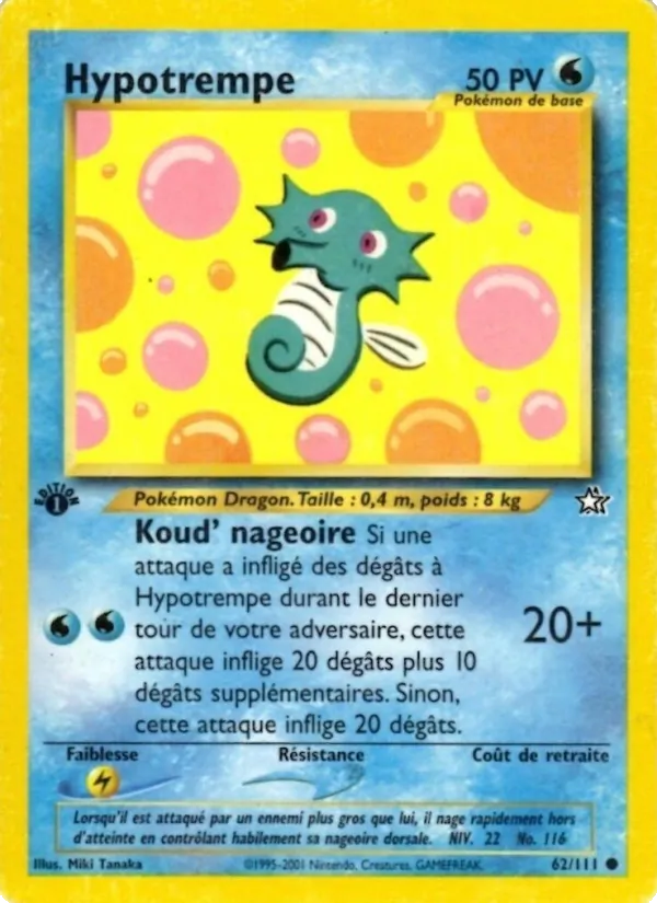 Carte Pokémon Hypotrempe de l'extension Neo Genesis