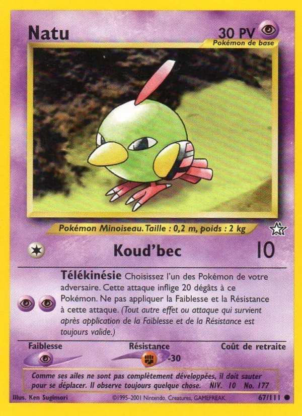 Carte Pokémon Natu de l'extension Neo Genesis