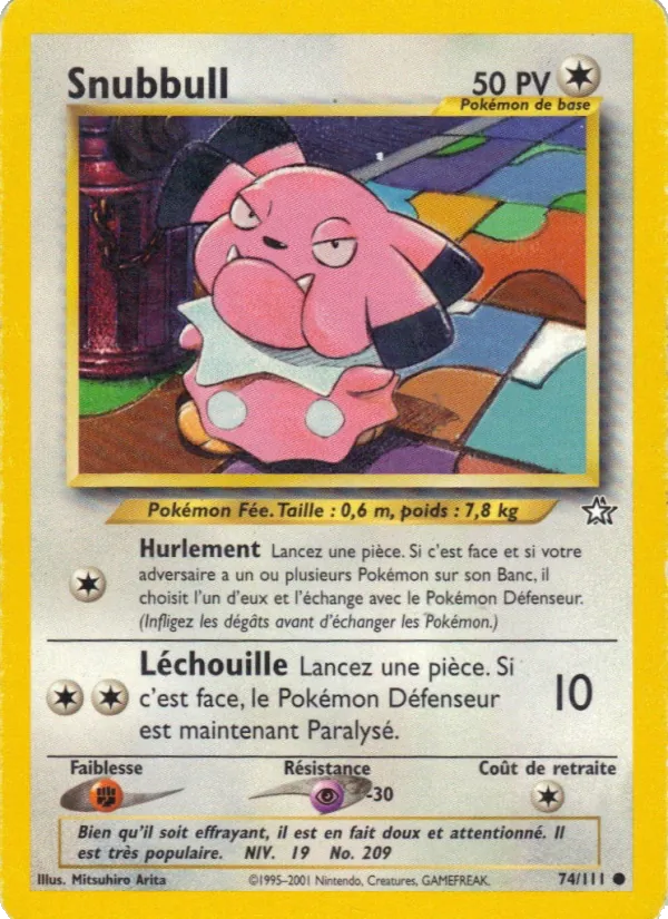 Carte Pokémon Snubbull de l'extension Neo Genesis