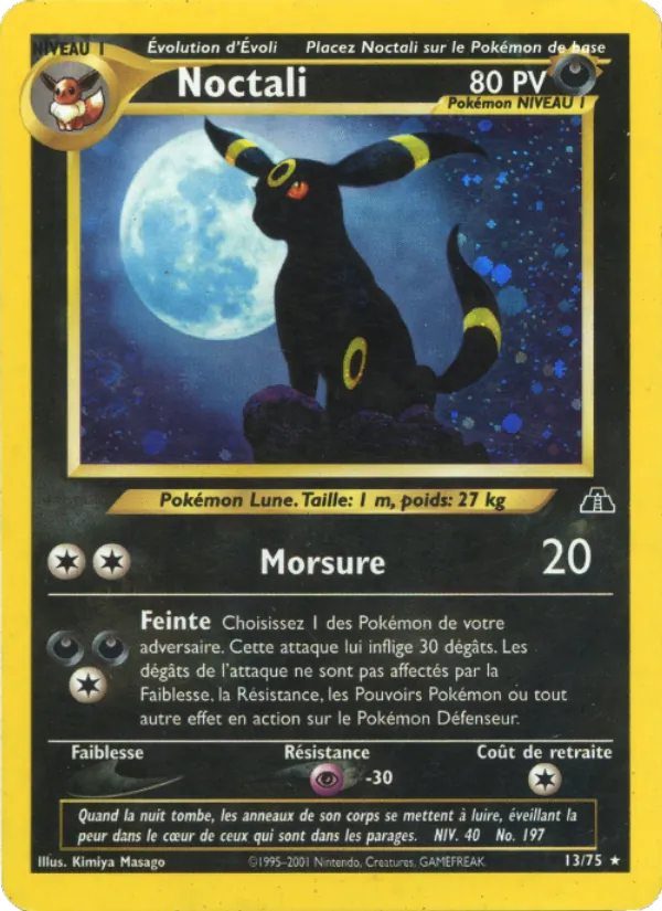 Carte Pokémon Noctali de l'extension Neo Discovery
