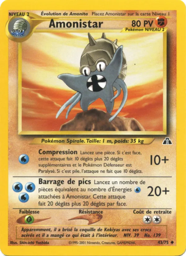 Carte Pokémon Amonistar de l'extension Neo Discovery