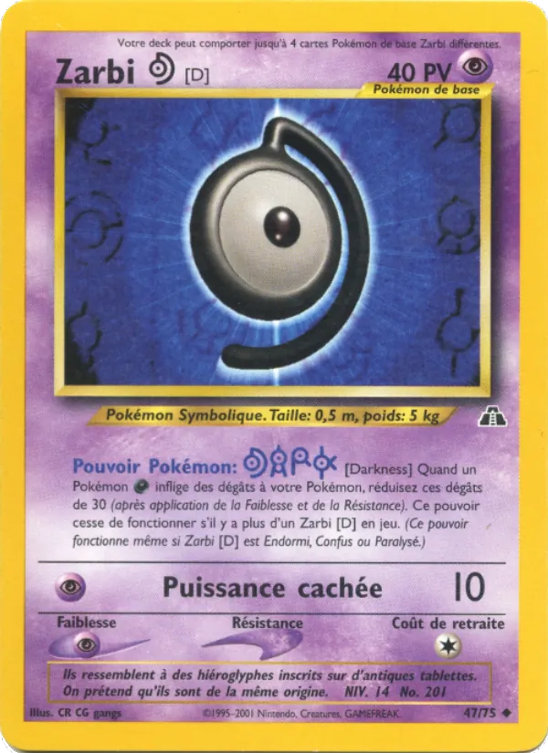 Carte Pokémon Zarbi D de l'extension Neo Discovery