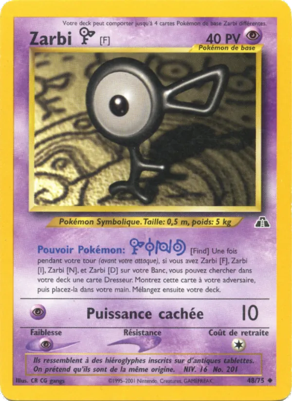 Carte Pokémon Zarbi F de l'extension Neo Discovery