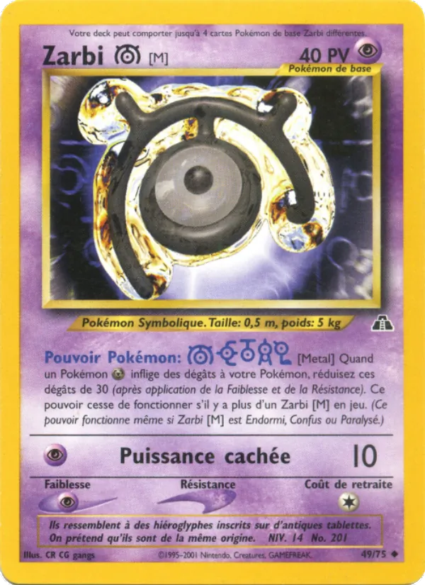Carte Pokémon Zarbi M de l'extension Neo Discovery