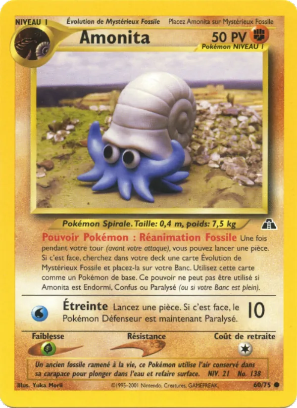 Carte Pokémon Amonita de l'extension Neo Discovery