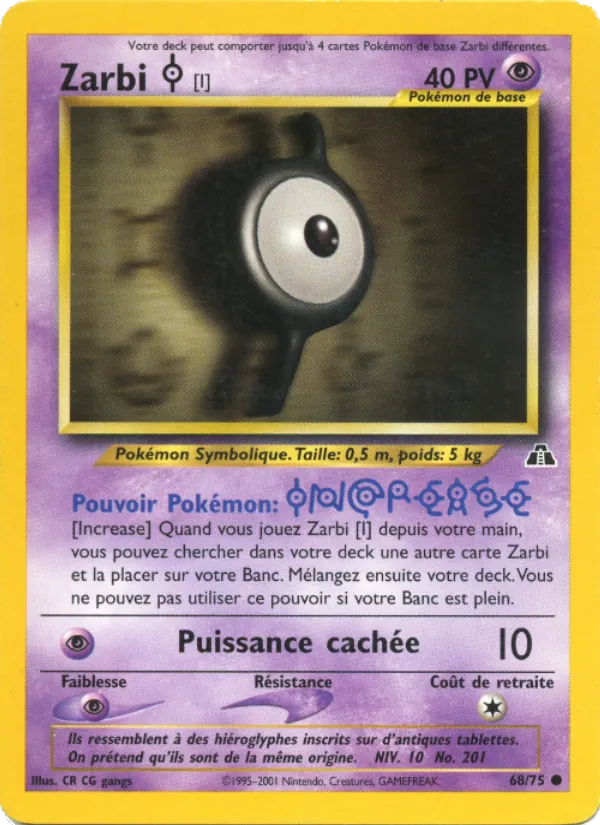 Carte Pokémon Zarbi I de l'extension Neo Discovery